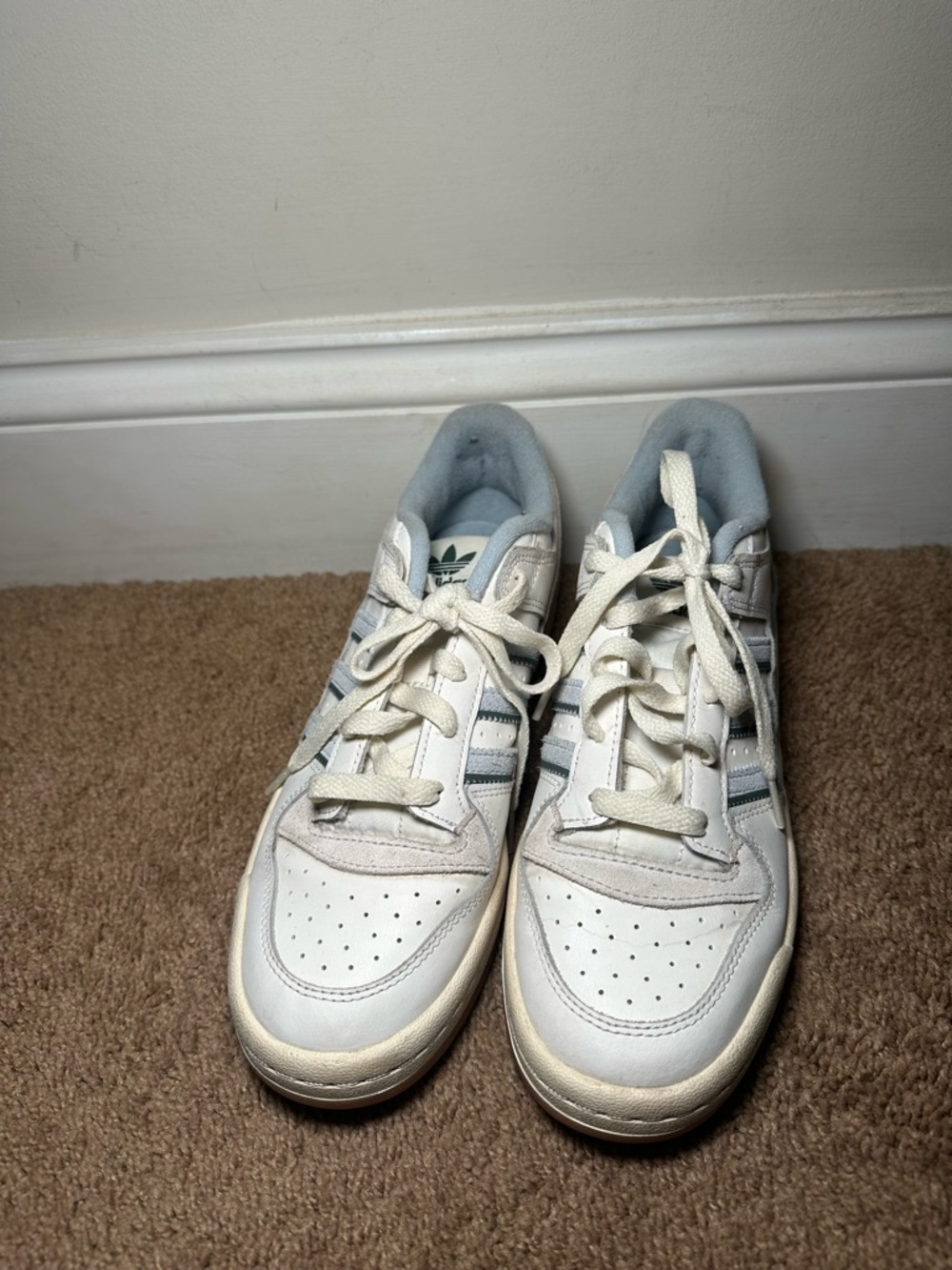 Adidas Forum Low CL Men’s Size 7.5 White Blue Lace Up Shoe Sneaker